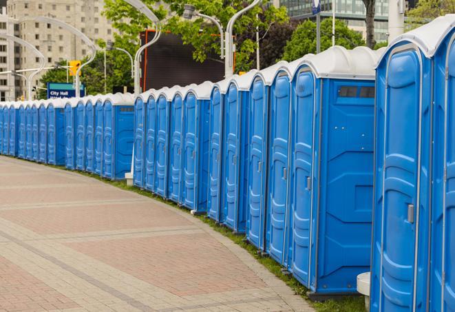Seasonal porta potty units set up at a Milledgeville, Georgia venue